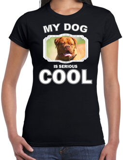 Bellatio Decorations Franse mastiff honden t-shirt my dog is serious cool zwart - dames - Franse mastiff liefhebber cadeau shirt 2XL