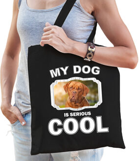 Bellatio Decorations Franse Mastiff honden tasje zwart volwassenen en kinderen - my dog serious is cool kado boodschappen