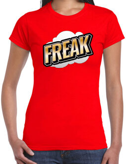 Bellatio Decorations Freak fun tekst t-shirt voor dames rood in 3D effect XS