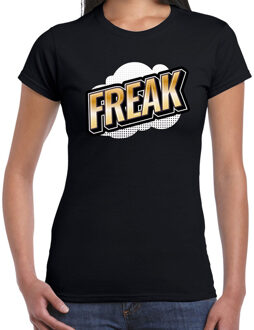 Bellatio Decorations Freak fun tekst t-shirt voor dames zwart in 3D effect