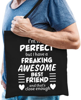 Bellatio Decorations Freaking awesome best friend / beste vriend cadeau tas zwart voo