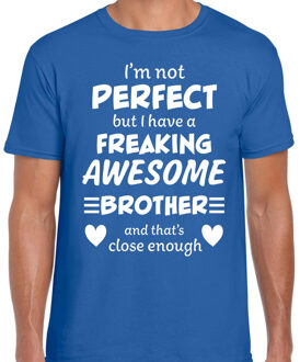 Bellatio Decorations Freaking awesome Brother / broer cadeau t-shirt blauw heren