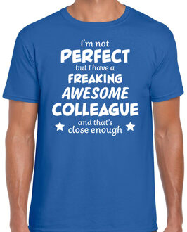 Bellatio Decorations Freaking awesome colleague / collega cadeau t-shirt blauw heren -  kado shirt  / verjaardag cadeau S