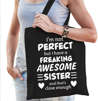 Bellatio Decorations freaking awesome sister / zus cadeau tas zwart voor dames
