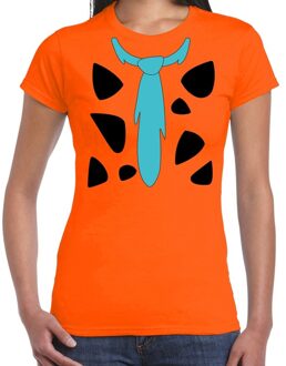 Bellatio Decorations Fred holbewoner kostuum t-shirt oranje voor dames 2XL