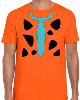 Bellatio Decorations Fred holbewoner kostuum t-shirt oranje voor heren 2XL