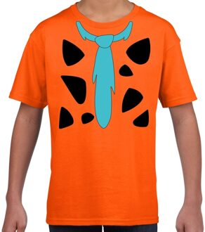 Bellatio Decorations Fred lookalike holbewoner t-shirt voor jongens en meisjes L (146-152) - Feestshirts Oranje