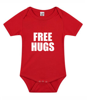 Bellatio Decorations Free hugs cadeau baby rompertje rood jongen/meisje 92 (18-24 maanden)