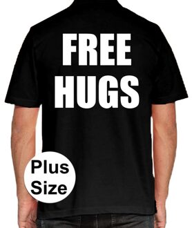 Bellatio Decorations Free Hugs grote maten poloshirt zwart voor heren 3XL