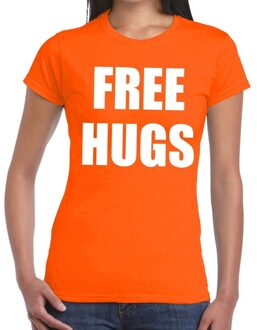 Bellatio Decorations Free hugs tekst t-shirt oranje dames