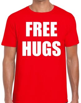 Bellatio Decorations Free hugs tekst t-shirt rood heren S