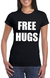 Bellatio Decorations Free hugs tekst t-shirt zwart dames