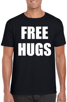 Bellatio Decorations Free hugs tekst t-shirt zwart heren