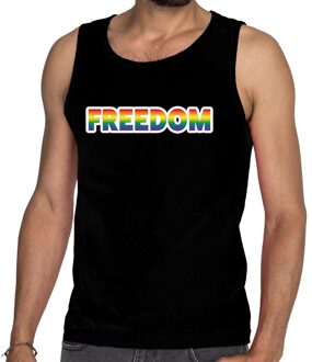 Bellatio Decorations Freedom gay pride tanktop/mouwloos shirt zwart heren 2XL