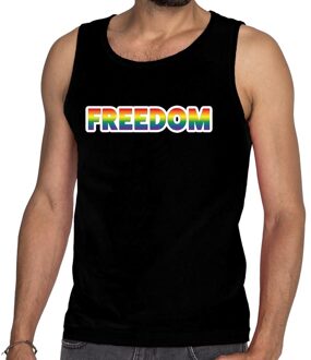 Bellatio Decorations Freedom gay pride tanktop/mouwloos shirt zwart heren
