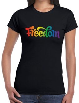 Bellatio Decorations Freedom gaypride shirt zwart voor dames 2XL