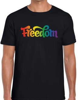 Bellatio Decorations Freedom gaypride shirt zwart voor heren 2XL