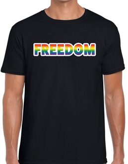 Bellatio Decorations Freedom regenboog gay pride shirt zwart voor heren 2XL