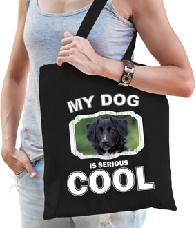 Bellatio Decorations Friese stabij honden tasje zwart volwassenen en kinderen - my dog serious is cool kado boodschappent