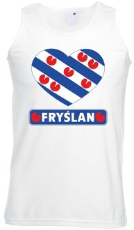 Bellatio Decorations Friesland hart vlag singlet shirt/ tanktop wit heren