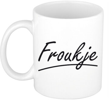 Bellatio Decorations Froukje voornaam kado beker / mok sierlijke letters - gepersonaliseerde mok met naam - Naam mokken Multikleur