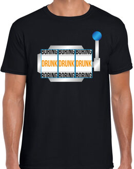 Bellatio Decorations Fruitmachine boring/drunk / gokmachine saai/dronken drank fun t-shirt zwart voor heren 2XL