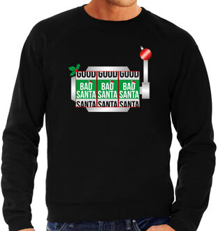 Bellatio Decorations Fruitmachine / slotmachine Bad Santa foute Kerstsweater / Kersttrui zwart voor heren 2XL - kerst truien