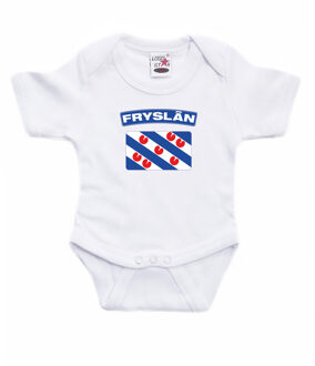 Bellatio Decorations Fryslan / Friesland landen rompertje met vlag wit voor babys 56 (1-2 maanden)