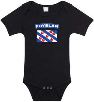 Bellatio Decorations Fryslan / Friesland landen rompertje met vlag zwart voor babys 56 (1-2 maanden)