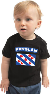 Bellatio Decorations Fryslan / Friesland landen shirtje met vlag zwart voor babys 62 (1-3 maanden)