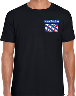 Bellatio Decorations Fryslan / Friesland provincie shirt met vlag zwart voor heren - borst bedrukking 2XL