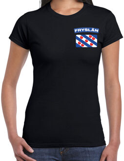 Bellatio Decorations Fryslan t-shirt met vlag Friesland zwart op borst voor dames XS