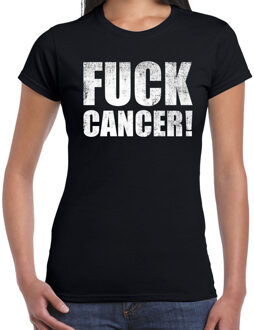 Bellatio Decorations Fuck cancer / weg met kanker t-shirt zwart voor dames 2XL