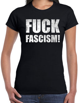 Bellatio Decorations Fuck fascism protest t-shirt zwart voor dames XS