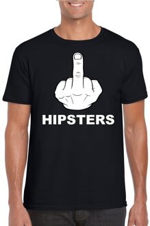 Bellatio Decorations Fuck hipsters t-shirt zwart voor heren 2XL