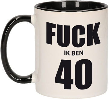 Bellatio Decorations Fuck ik ben 40 mok/ beker zwart wit 300 ml - Verjaardag mokken