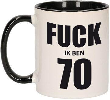 Bellatio Decorations Fuck ik ben 70 koffiemok - beker - zwart wit - 300 ml