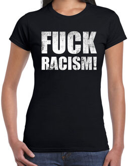 Bellatio Decorations Fuck racism protest t-shirt zwart voor dames 2XL