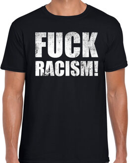 Bellatio Decorations Fuck racism protest t-shirt zwart voor heren