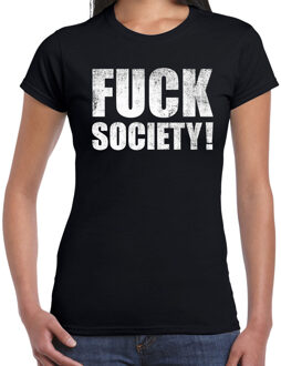 Bellatio Decorations Fuck society protest t-shirt zwart voor dames 2XL