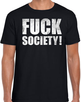 Bellatio Decorations Fuck society protest t-shirt zwart voor heren 2XL