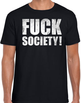 Bellatio Decorations Fuck society protest t-shirt zwart voor heren