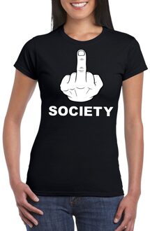 Bellatio Decorations Fuck society t-shirt zwart voor dames