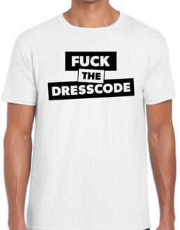 Bellatio Decorations Fuck the dresscode tekst t-shirt wit voor heren 2XL