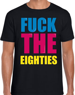 Bellatio Decorations Fuck the eighties fun t-shirt zwart heren 2XL