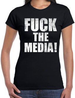 Bellatio Decorations Fuck the media protest t-shirt zwart voor dames 2XL