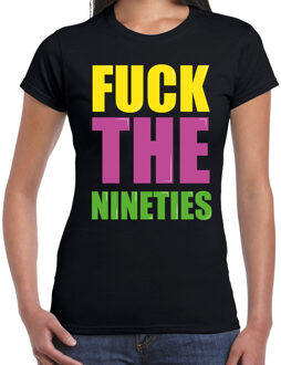 Bellatio Decorations Fuck the nineties fun t-shirt zwart dames
