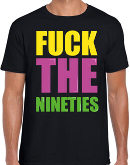 Bellatio Decorations Fuck the nineties fun t-shirt zwart heren L