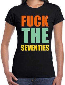 Bellatio Decorations Fuck the seventies fun t-shirt zwart dames L