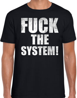 Bellatio Decorations Fuck the system protest t-shirt zwart voor heren 2XL